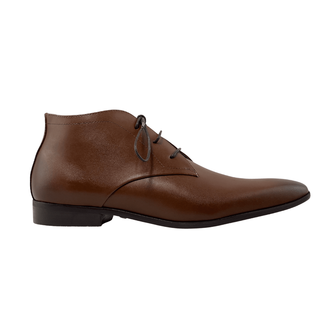 'Benjie' men's wide-fit EEE vegan chukka by Zette Shoes - Cognac