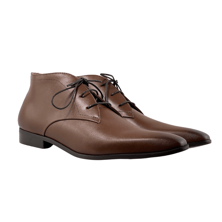 'Benjie' men's wide-fit EEE vegan chukka by Zette Shoes - Cognac