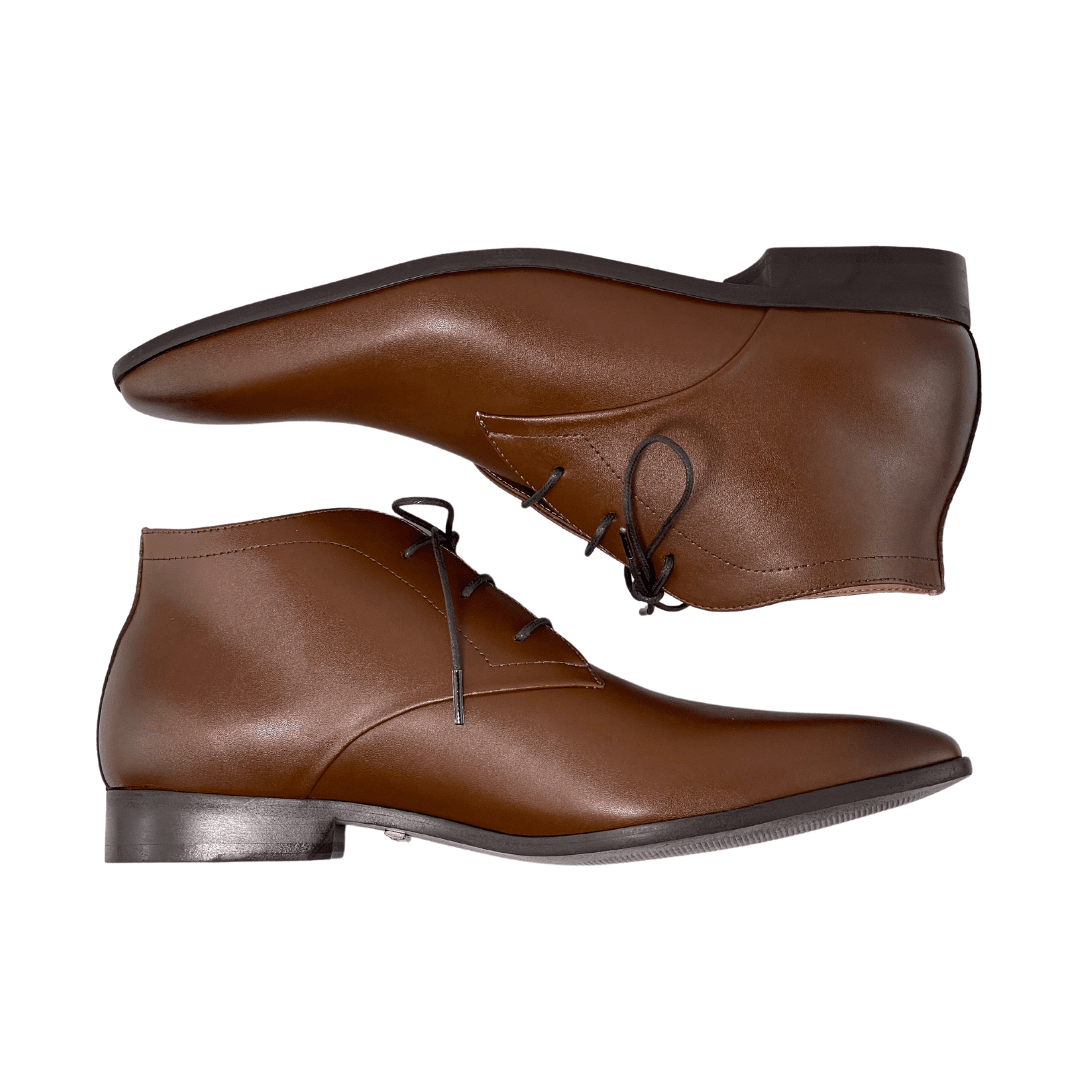 'Benjie' men's wide-fit EEE vegan chukka by Zette Shoes - Cognac