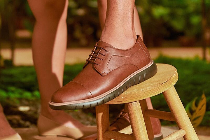 'Jack' men's regular fit vegan-leather shoe by Ahimsa - cognac