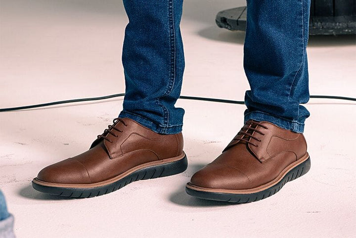 'Jack' men's regular fit vegan-leather shoe by Ahimsa - cognac