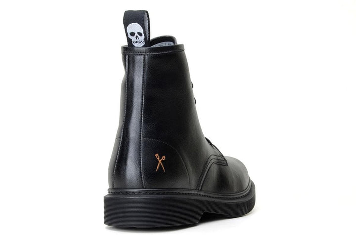 'London 2' matte black vegan lace-up boot by King55 - Vegan Style