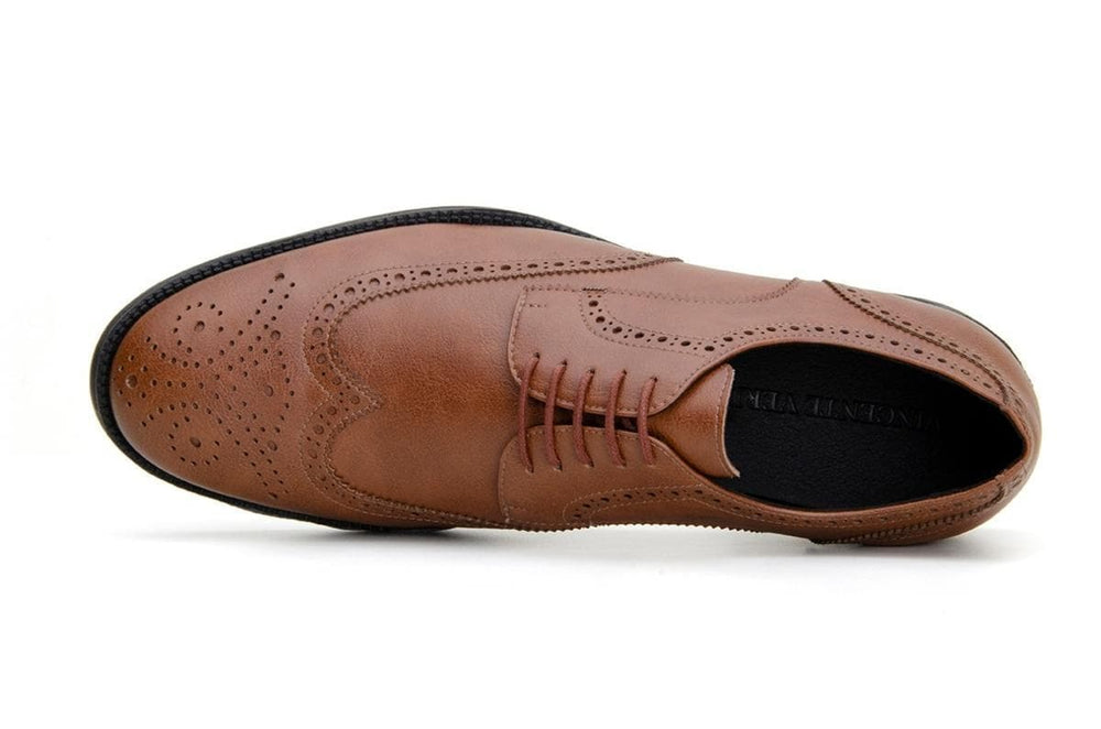 Classic wing-tip vegan leather by Vincente Verde -  cognac - Vegan Style