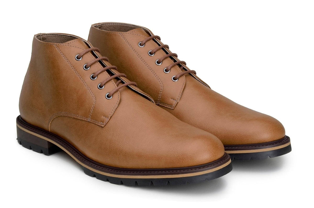 'Roger' vegan men's lace-up boots by Ahimsa - tan - Vegan Style