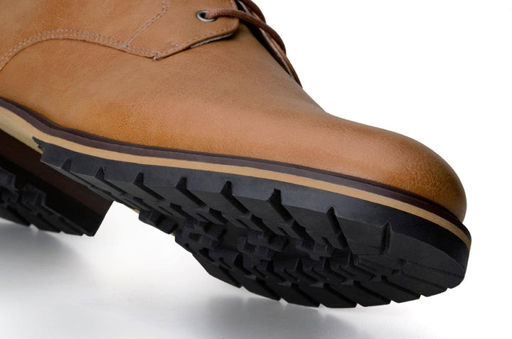 'Roger' vegan men's lace-up boots by Ahimsa - tan - Vegan Style