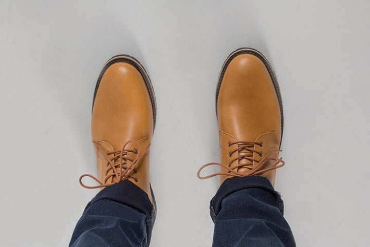 'Roger' vegan men's lace-up boots by Ahimsa - tan - Vegan Style