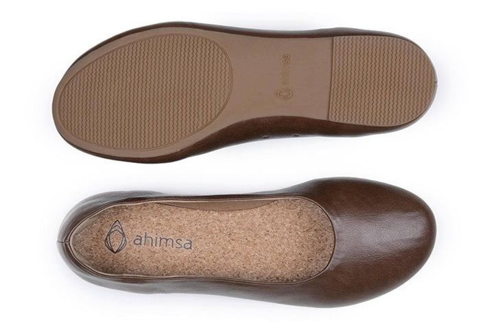 'Nelita' vegan women's flat by Ahimsa - cognac - Vegan Style