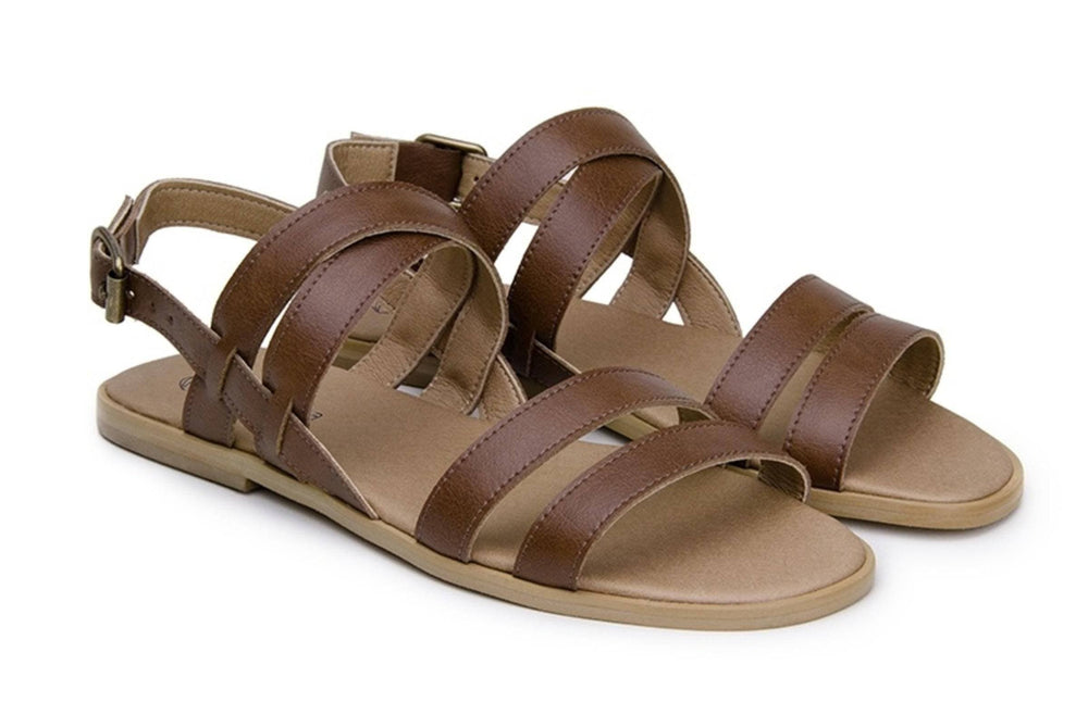 'Cristina' women's vegan sandals by Ahimsa - cognac - Vegan Style