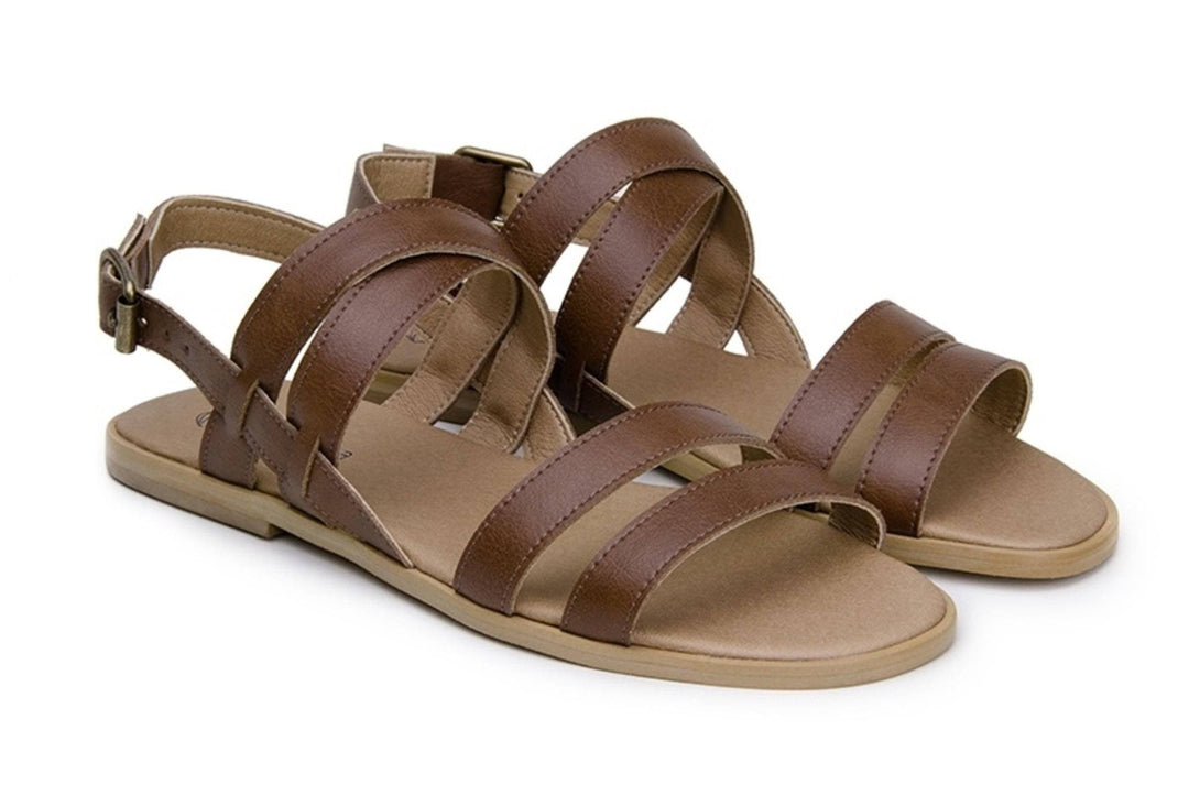 'Cristina' women's vegan sandals by Ahimsa - cognac - Vegan Style