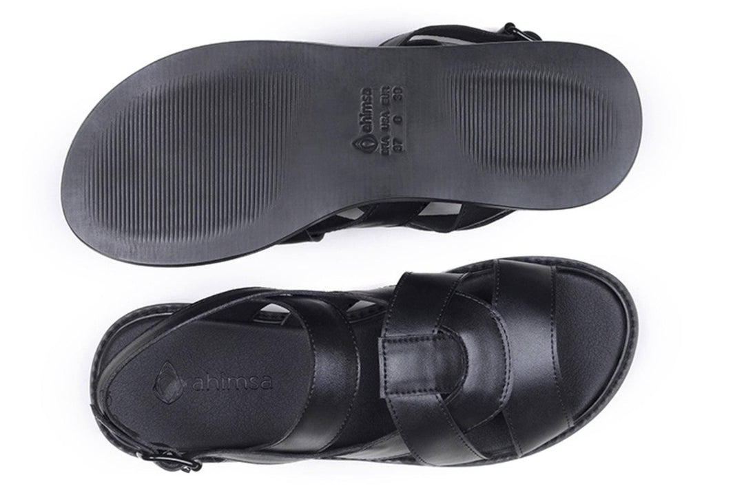 'Camila' vegan-leather sandal by Ahimsa Shoes - black - Vegan Style