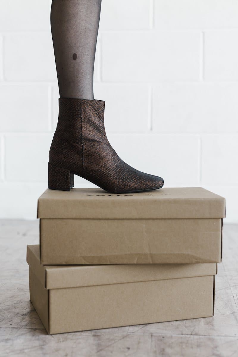 Jacqui - vegan snake leather ankle boots - bronze