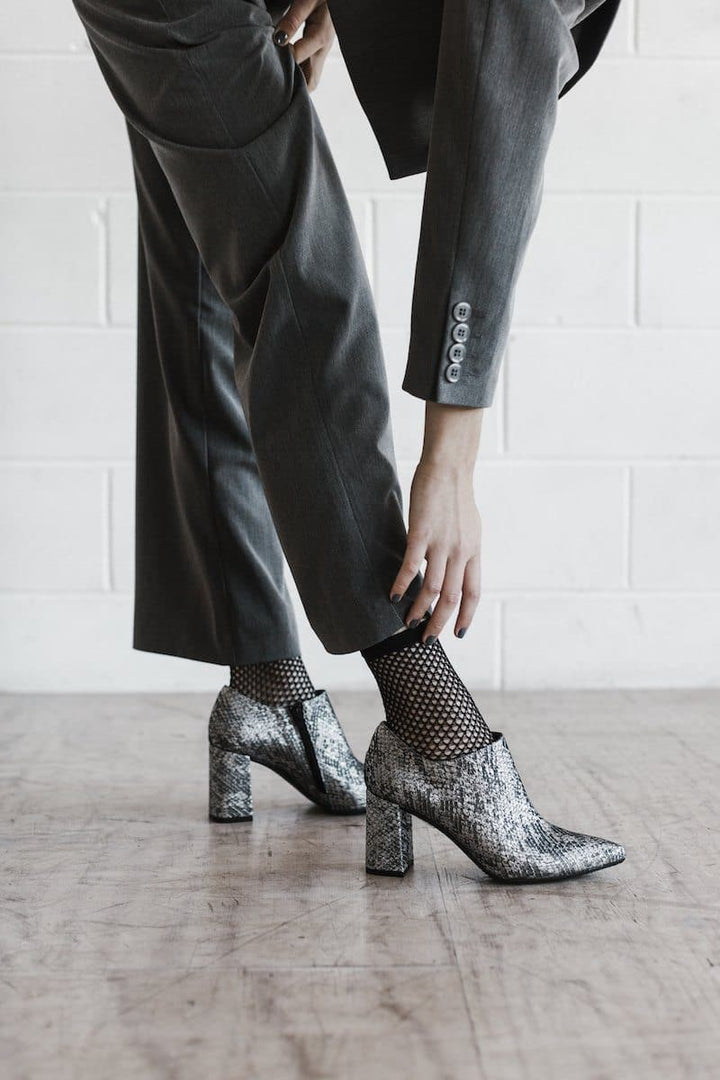 Marnie heeled vegan snakeskin ankle bootie