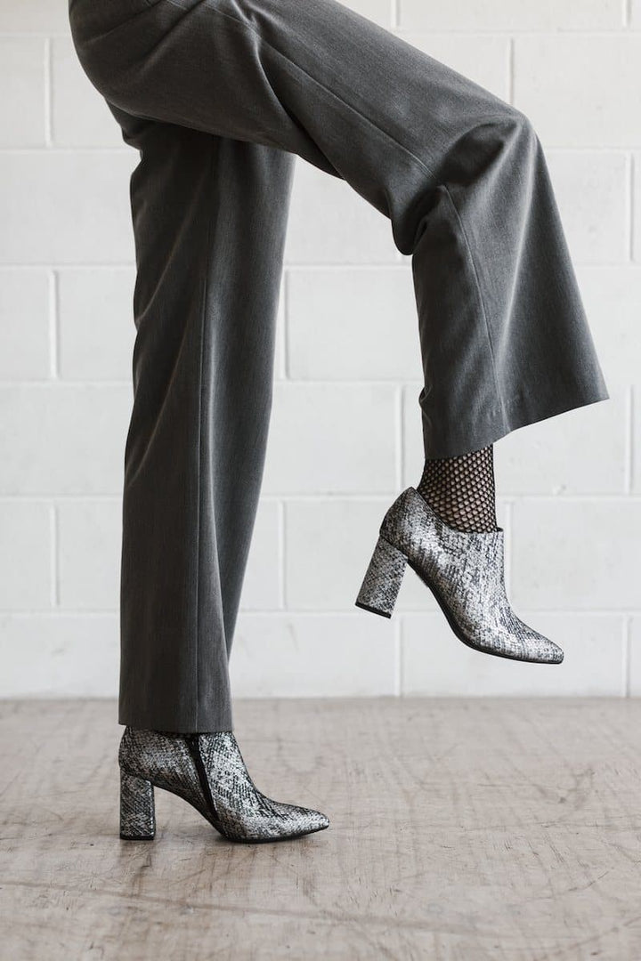 Marnie heeled vegan snakeskin ankle bootie