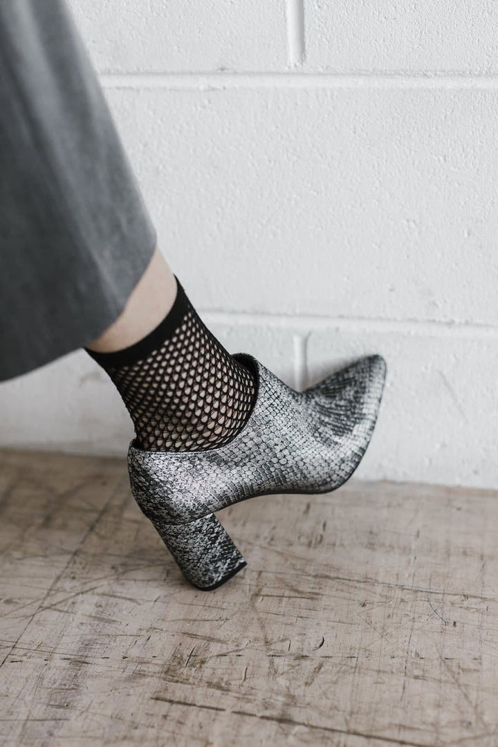 Marnie heeled vegan snakeskin ankle bootie