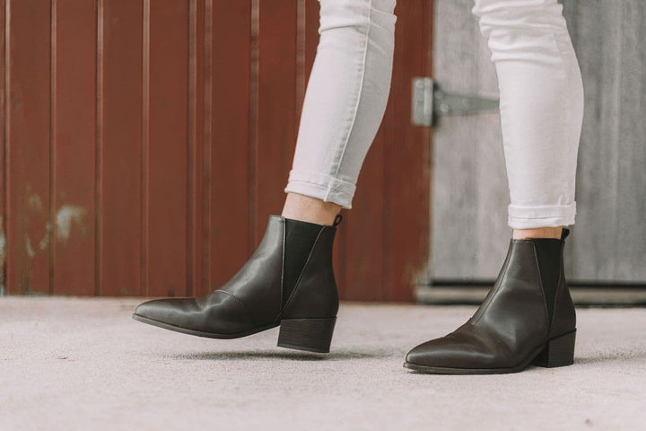 'Nerrie' vegan-leather Chelsea bootie by Zette Shoes - chestnut - Vegan Style