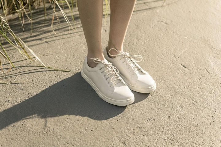 Vegan leather sneaker in white by Ahimsa