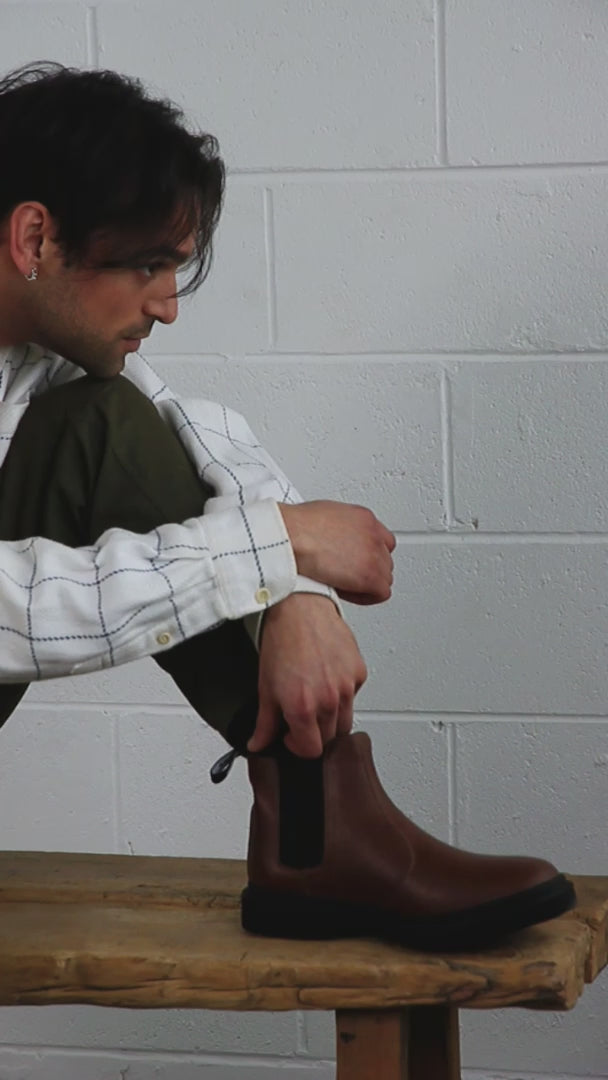 'Brick Lane' Vegan Chelsea Boot by King55 - Cognac
