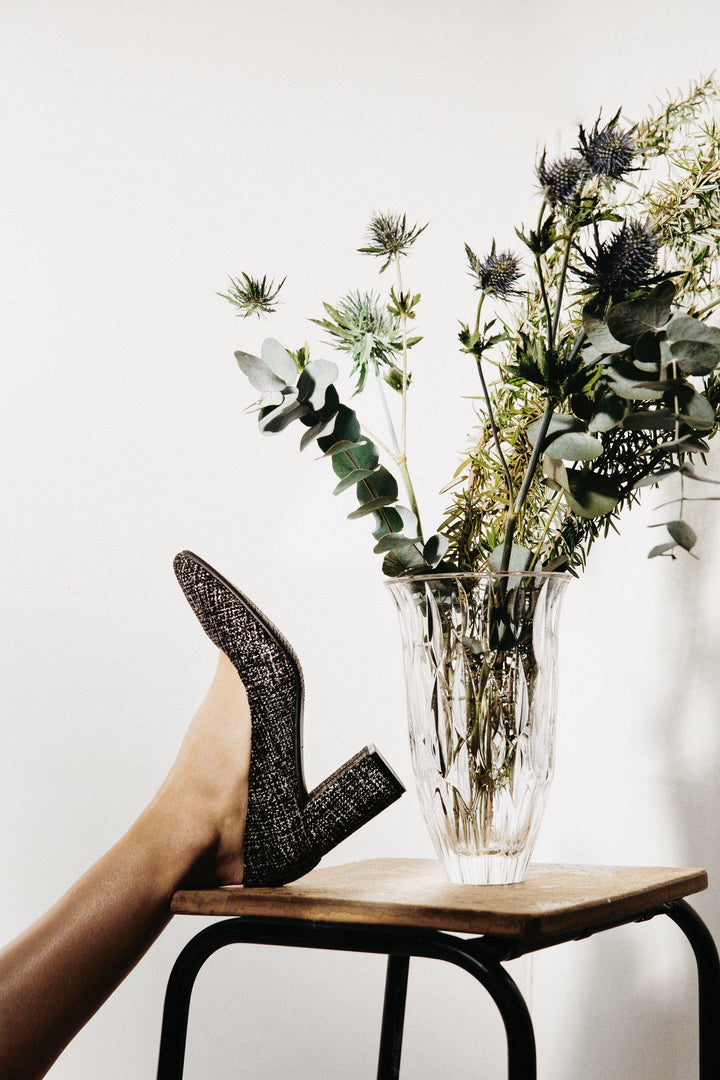 'Tanya 2' Black vegan textile high heel by Zette Shoes - Vegan Style