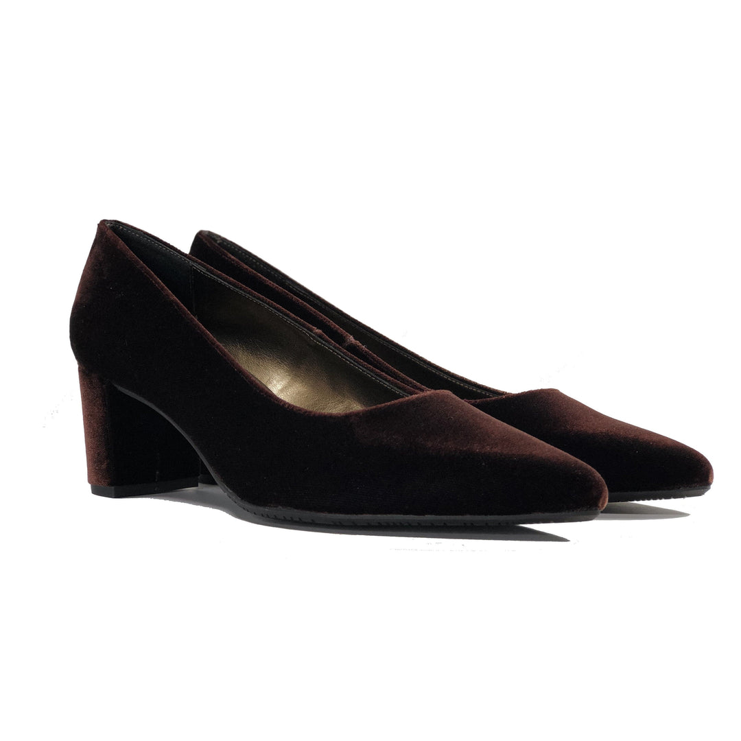 Joy vegan block heel pumps shoes - chocolate velvet