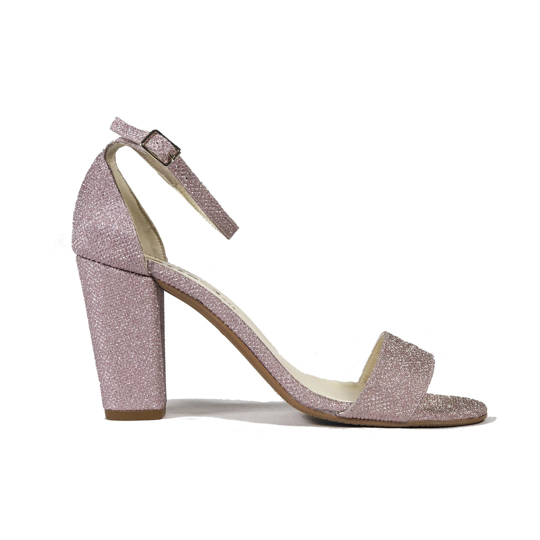 Tahlia'  vegan sandal-heel by Zette Shoes - pink champagne glitter - Vegan Style