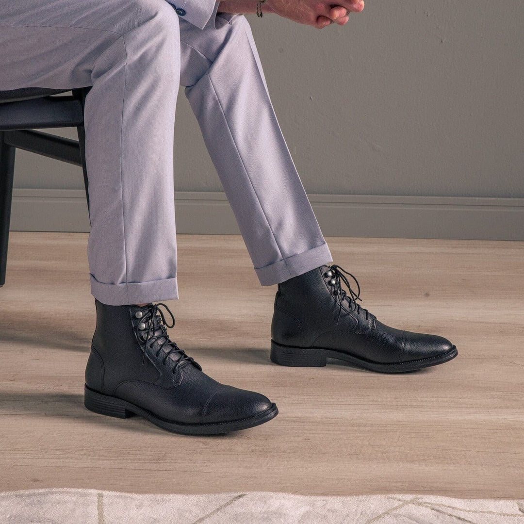 'Vellerti' classic vegan leather lace-up boot by Vincente Verde -  black