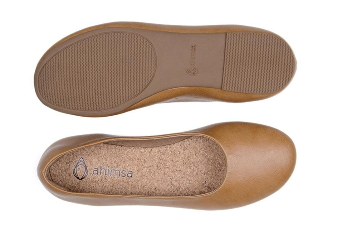 'Nelita' vegan women's flat by Ahimsa - tan