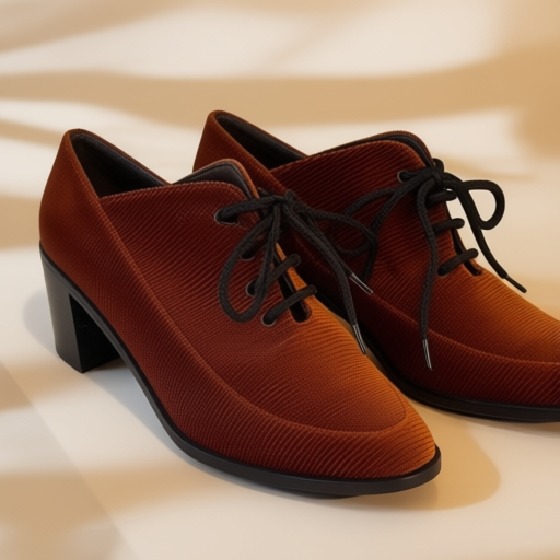 Women's mid-heel lace-up oxford in rust corduroy, size EU 37