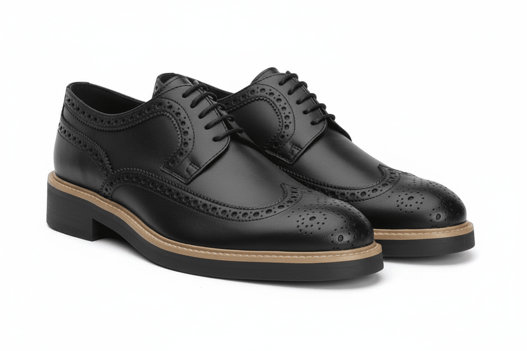 'Longwing' classic brogue in high-quality vegan leather by Brave Gentleman - black
