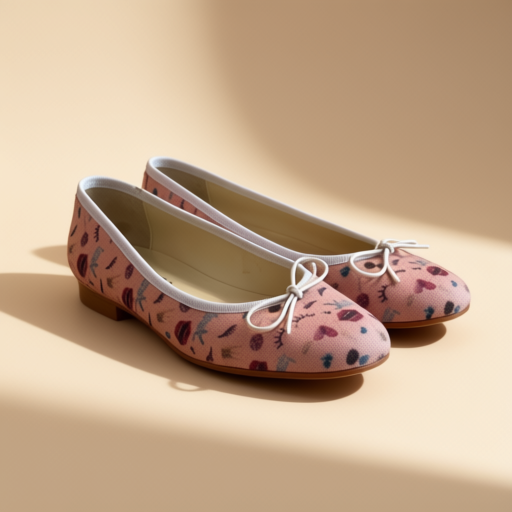 Women's ballet flats, pink patterned upper, EU 37