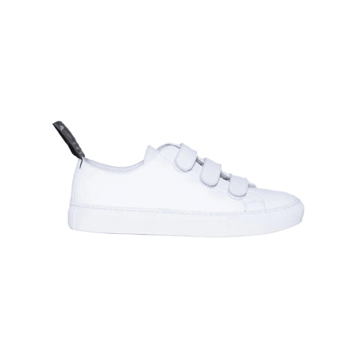 'Keith' vegan-leather sneaker with velcro straps by Good Guys don't Wear Leather - white