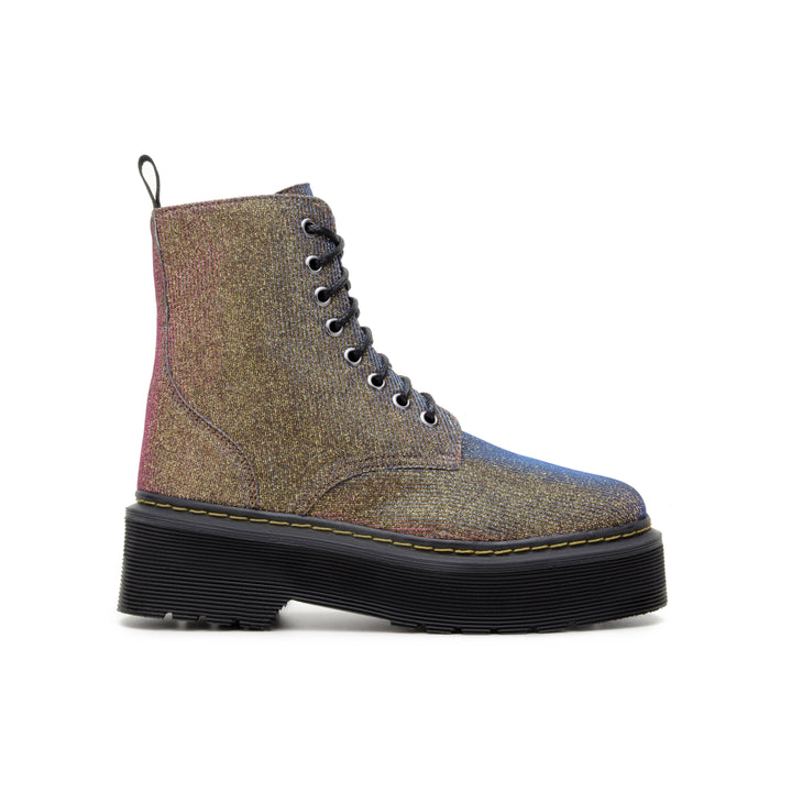 'Quinn' vegan-textile boot with stacked sole by Zette Shoes - multicolour