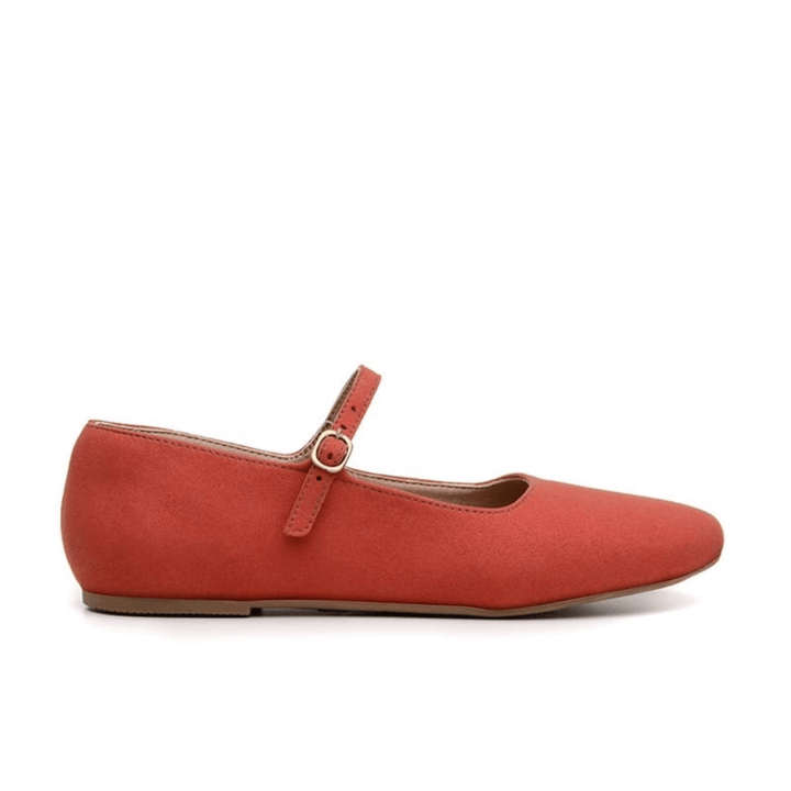 'Gabriella' vegan-suede flats by Ahimsa Shoes - red