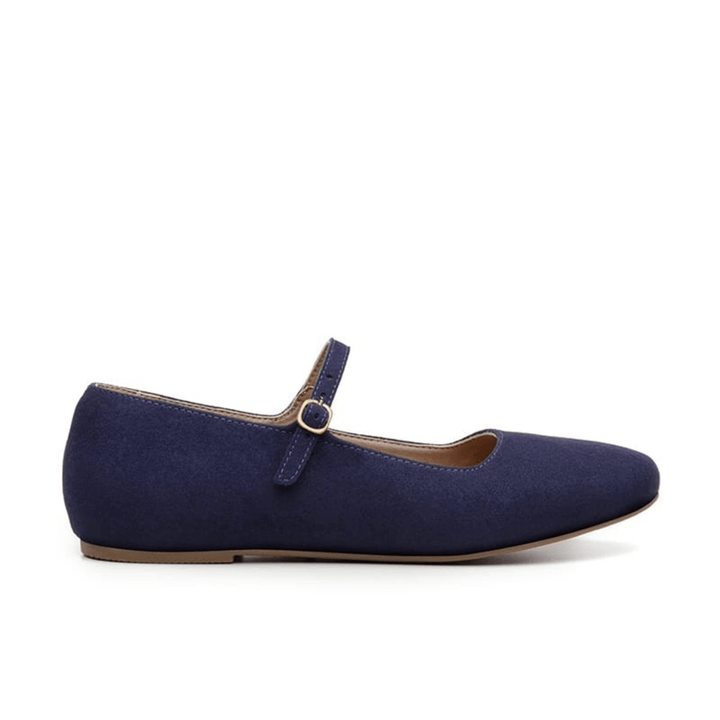 'Gabriella' Vegan-Suede Flats by Ahimsa - Navy