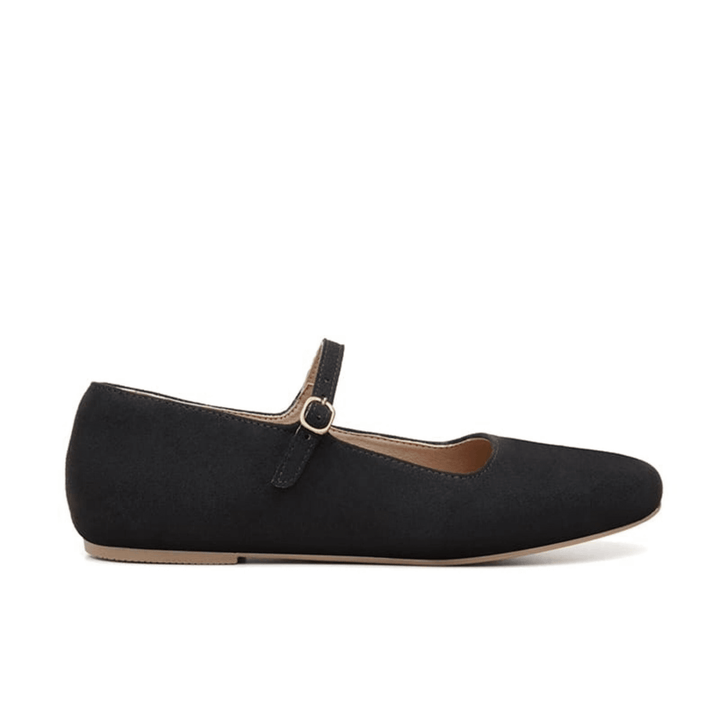 'Gabriella' Vegan-Suede Flats by Ahimsa - Black