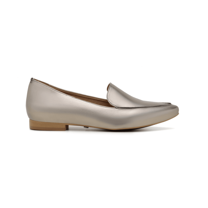 'Erin' vegan slipper flat by Zette Shoes - metallic grey