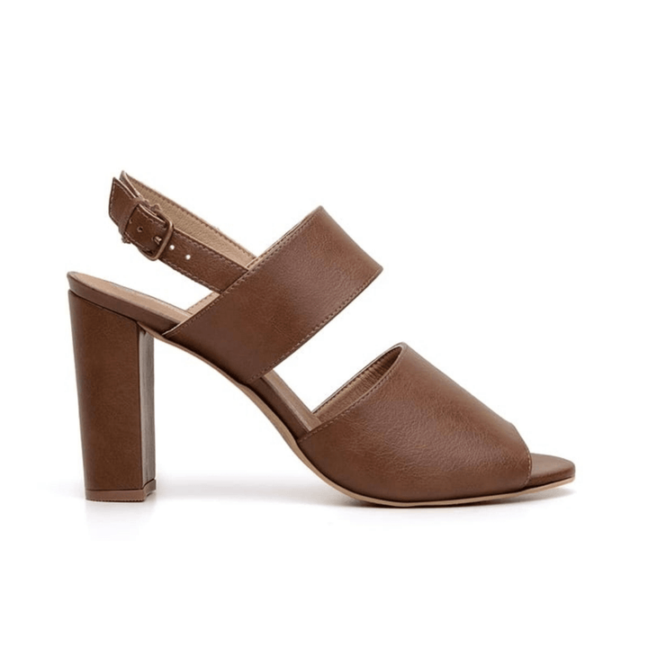 'Luciana' vegan-leather high-heel by Ahimsa Shoes - cognac