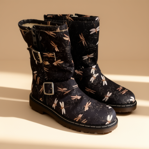 Women's textile patterned boots, size EU 37