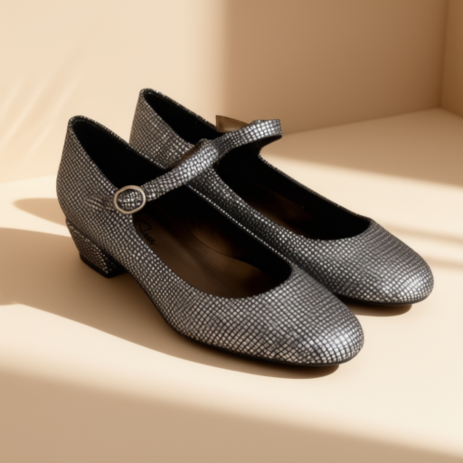 Women's silver glitter mary-janes EU 37