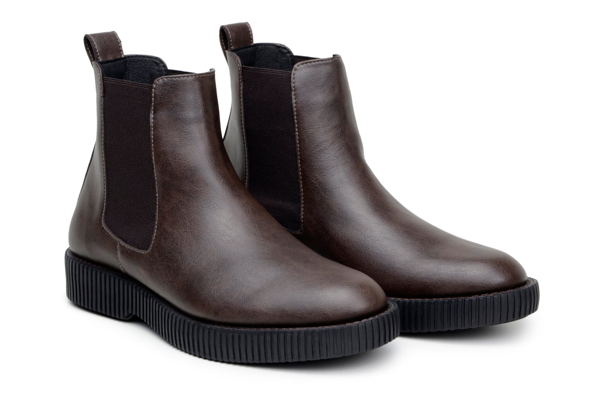 'Rafael' men's creeper sole chelsea boot in vegan leather by Zette Shoes - espresso