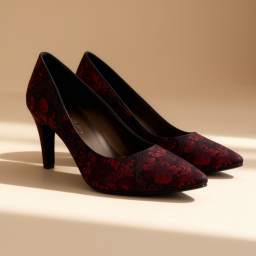 Women's mid-heels, black with red emboss, EU 37