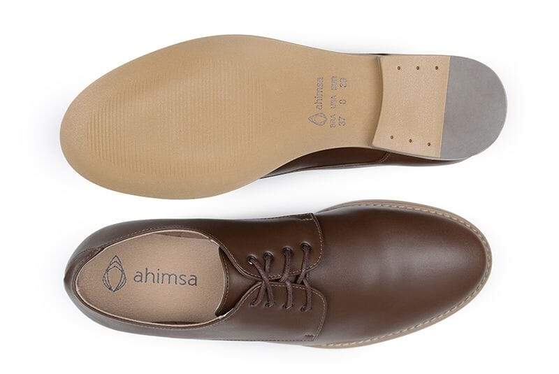 'Teresa' EEE Women's Vegan Derby by Ahimsa - cognac