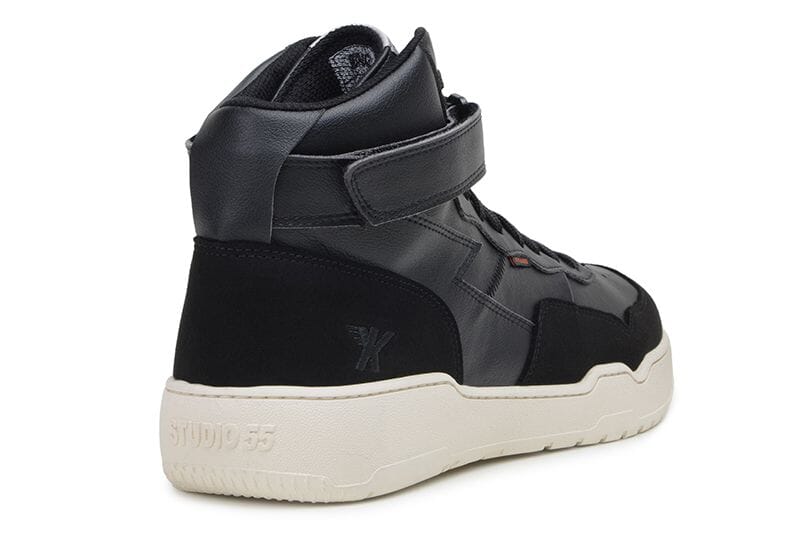 'New Paramount' vegan high-top sneaker by King55 - black with white outsole