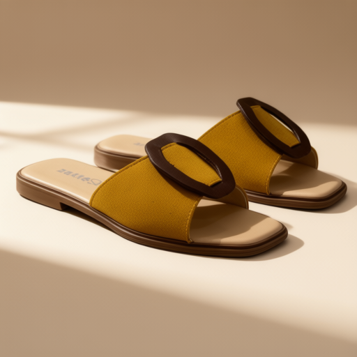 Women's slip-on sandals, mustard suede colour, size EU 37