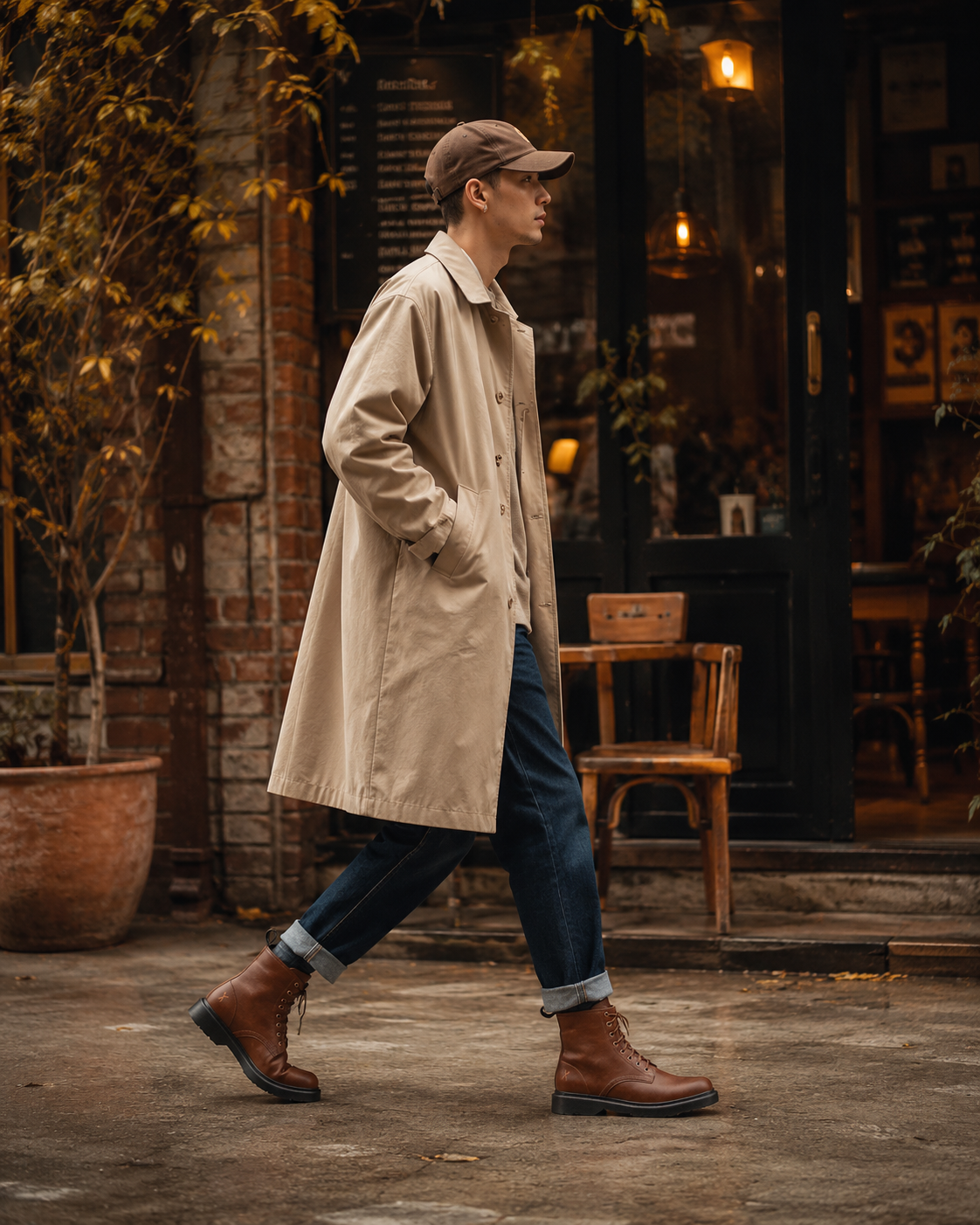 'London 2' Vegan Lace-Up Boot by King55 - Cognac
