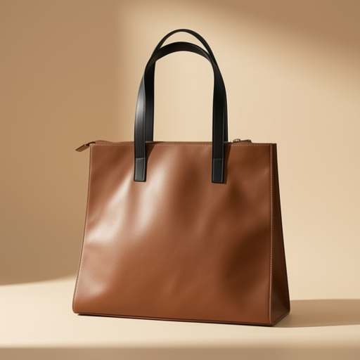 Handbag, cognac with black straps