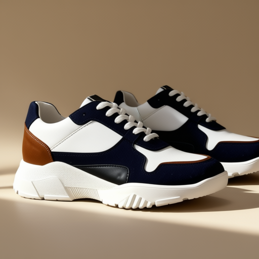 Men's white/multi-colour (navy and tan) sneakers - EU 42