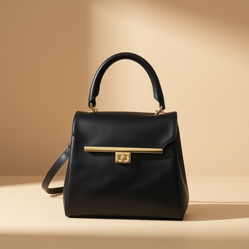 Small black handbagnwith gold-coloured hardware