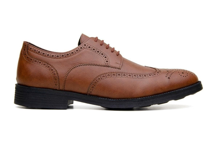 Classic wing-tip vegan leather by Vincente Verde -  cognac - Vegan Style