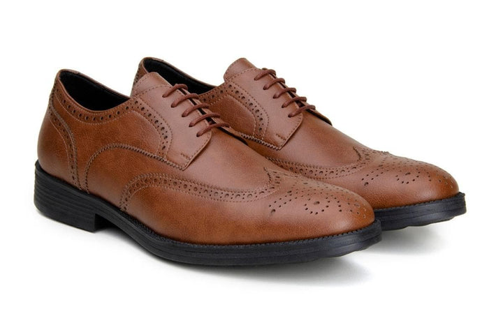 Classic wing-tip vegan leather by Vincente Verde -  cognac - Vegan Style