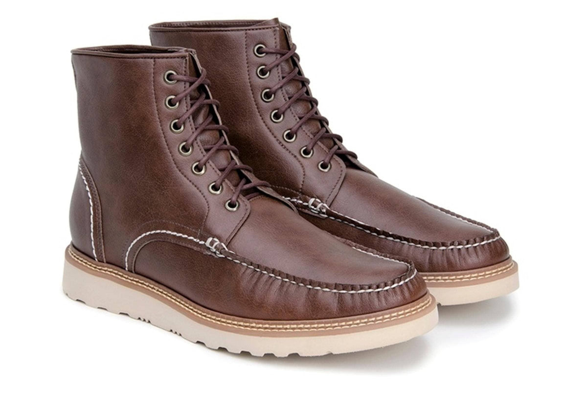 'Chris' Unisex lace-up vegan boots by Ahimsa - cognac - Vegan Style
